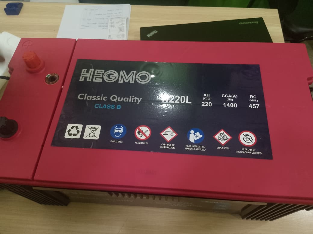 Hegmo N220 220 Amperes HiWay - Ultra Low Maintenance Black Coloured Battery - TOP - 1